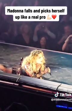Madonna Falls Off Chair During Stage Performance (Video)