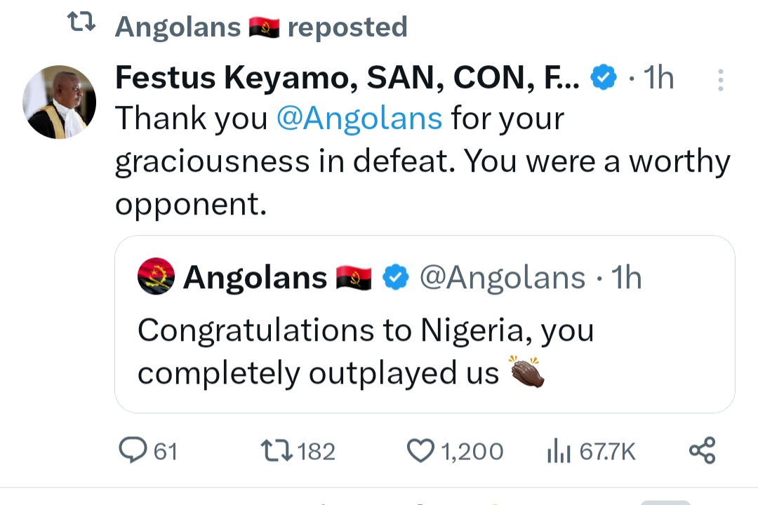 "You completely outplayed us" Angola congratulates Nigeria on the victory
