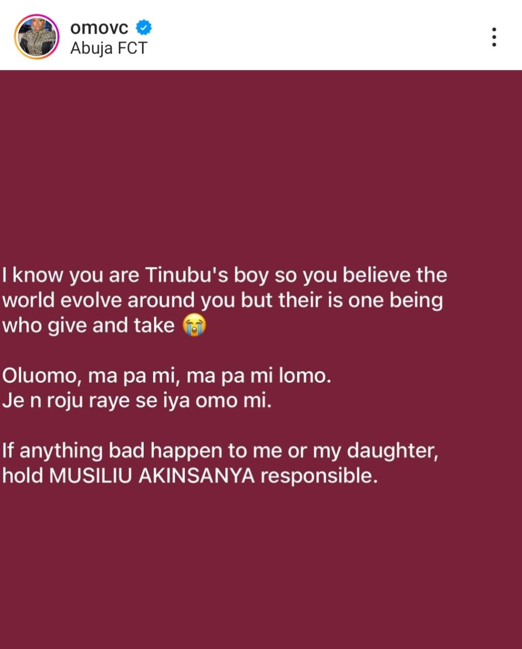 "Oluomo, I know you are Tinubu?s boy. Don
