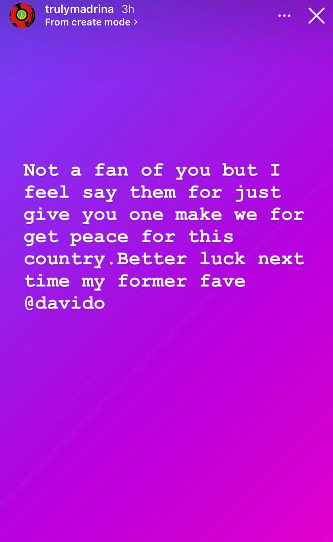 They should have given you one for the sake of peace in the country - Cynthia Morgan reacts to Davido losing all 3 Grammy nominations