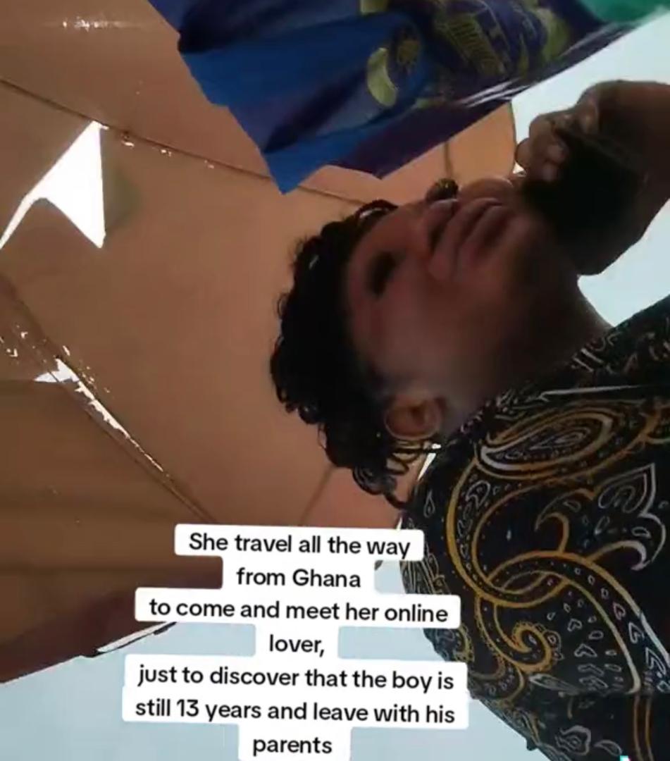 Ghanaian lady breaks down in tears after travelling from her country to Nigeria to meet her supposed boyfriend only to discover he is 13 years old