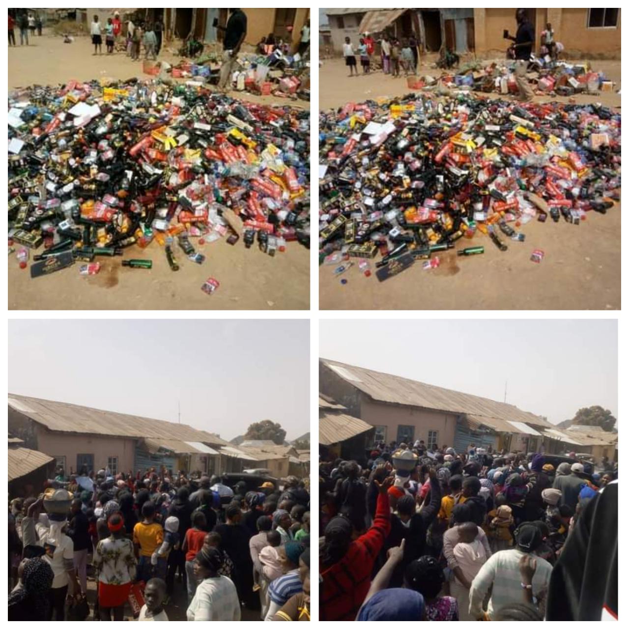 Angry Plateau women raid shops, seize and destroy alcoholic drinks making their husbands ‘useless’ (photos/video)