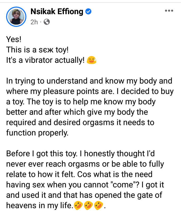 It has opened the gate of heavens in my life – Nigerian lady hails her s*x toy