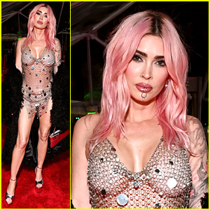 Actress Megan Fox goes topless beneath very racy chain metal top as she attends star-studded Grammys 2024 viewing party