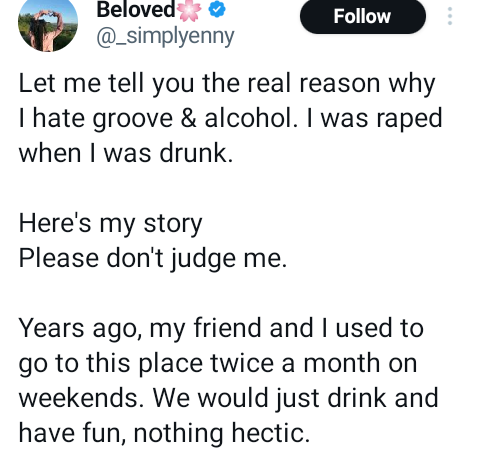 A guy I know raped me while I was drunk – South African lady reveals why she hates partying and drinking alcohol as she shares her harrowing story