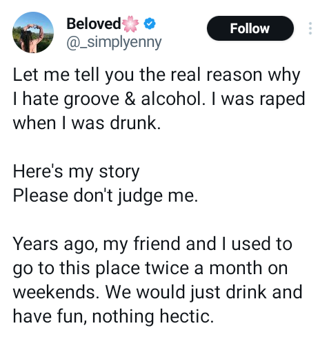 A guy I know raped me while I was drunk – South African lady reveals why she hates partying and drinking alcohol as she shares her harrowing story