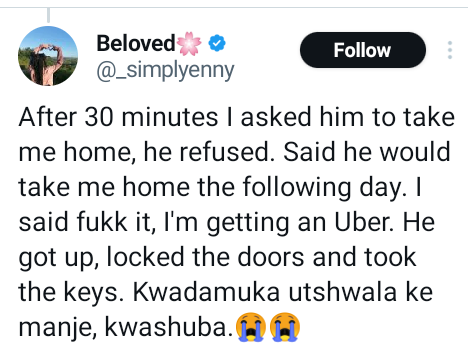 A guy I know raped me while I was drunk - South African lady reveals why she hates partying and drinking alcohol as she shares her harrowing story