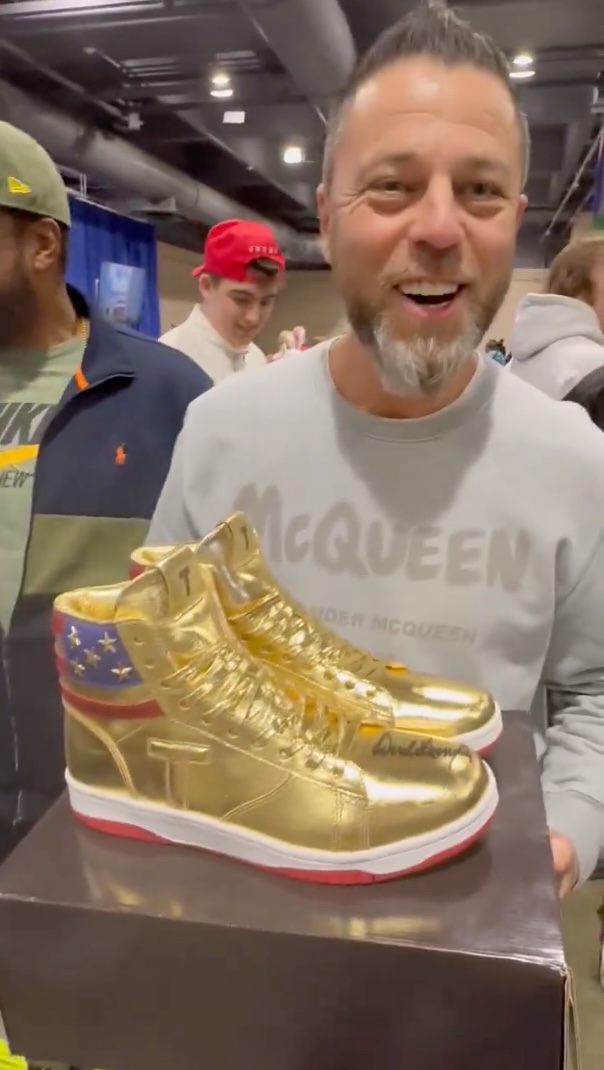 Russian CEO wins autographed golden Donald Trump sneakers after record breaking K bid (video)
