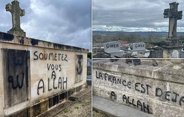 58 graves are covered in Islamic graffiti including ‘France is already Allah’s’