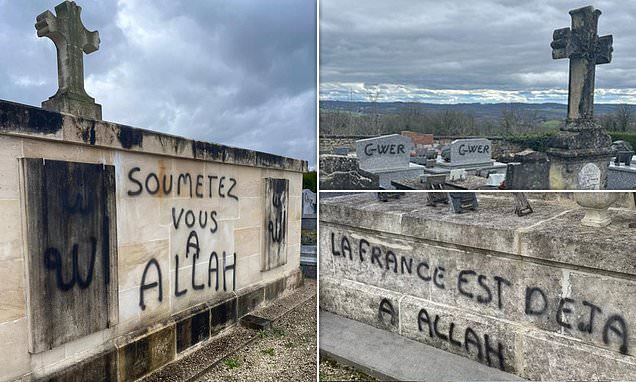 58 graves are covered in Islamic graffiti including ‘France is already Allah’s’