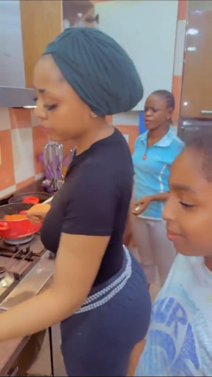 Video of Regina Daniels cooking for her family gets people talking