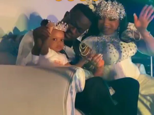 Adorable video of Queen Mercy Atang’s husband, David, carrying the reality star’s daughter