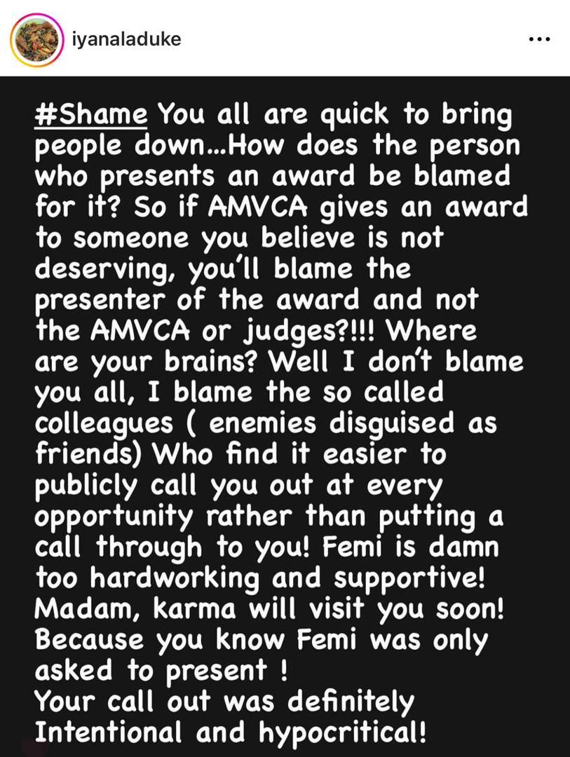 ?You are a hypocrite and evil minded? - Femi Adebayo?s wife slams Dayo Amusa for calling her husband out over best dressed female award presented to transgender, Bobrisky