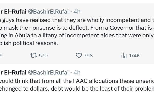 Bashir El-Rufai tackles Governor Uba Sani for complaining about his father leaving behind a huge debt burden of $587m and N85bn debt