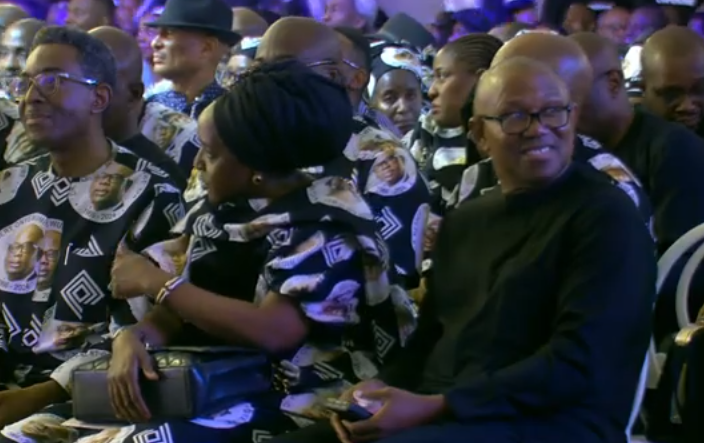 Moment crowd compelled MC at late Herbert Wigwe’s service of songs to acknowledge Peter Obi after he had earlier acknowledged other special guests at the event