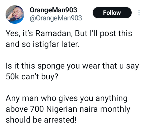 What am I supposed to do with that peanut? - Nigerian lady mocks man who said he will give her N50k monthly allowance if she agrees to date him