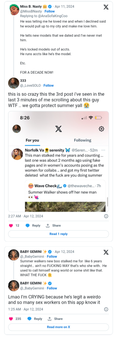 Different p0rnstars and women accuse Summer Walker