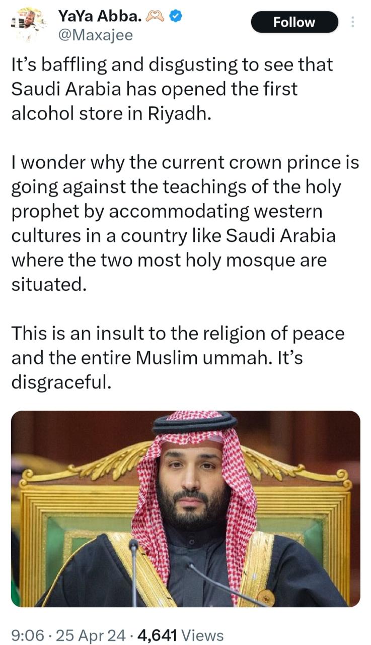 Nigerian Muslims read the riot act after Saudi Arabia opened its first alcohol store