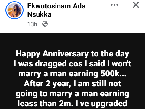 I won’t marry a man earning less than N2m – Nigerian lady says