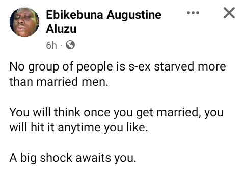 Married men are the most s-ex starved group – Nigerian lawyer says