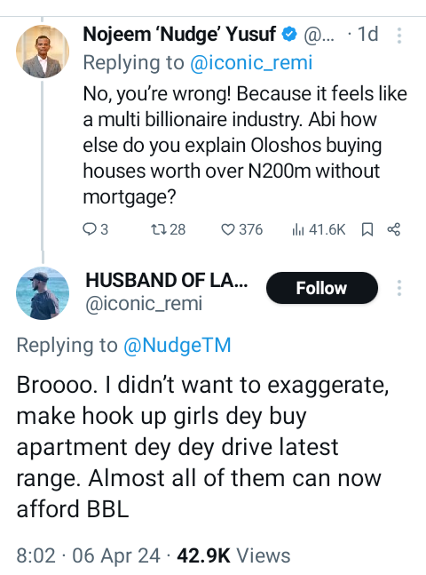 Olosho is a multimillion industry in Lekki - Nigerian man claims