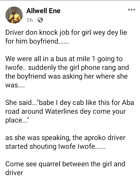 Nigerian journalist narrates what ‘aproko’ commercial bus driver did after a female passenger lied to her boyfriend about her location