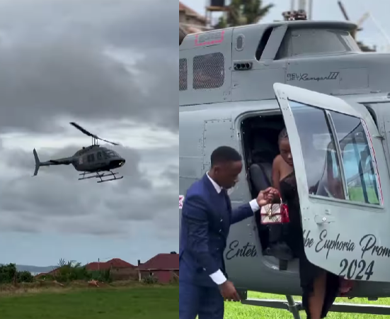 Students arrive for prom in helicopter and expensive cars (video)