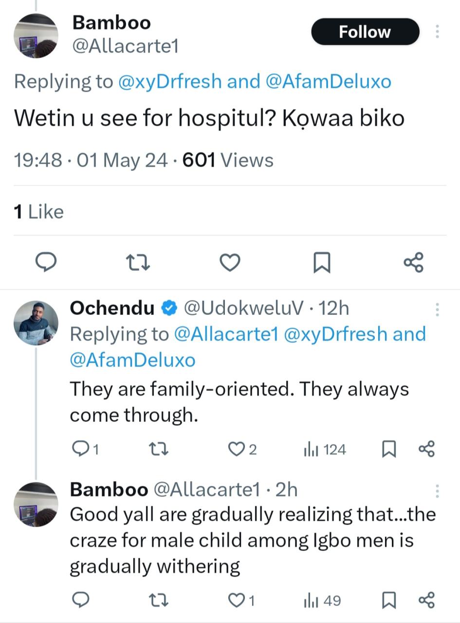 "Whatever you do, make sure you give birth to a girl child" Man advices fellow men using his hospital experience