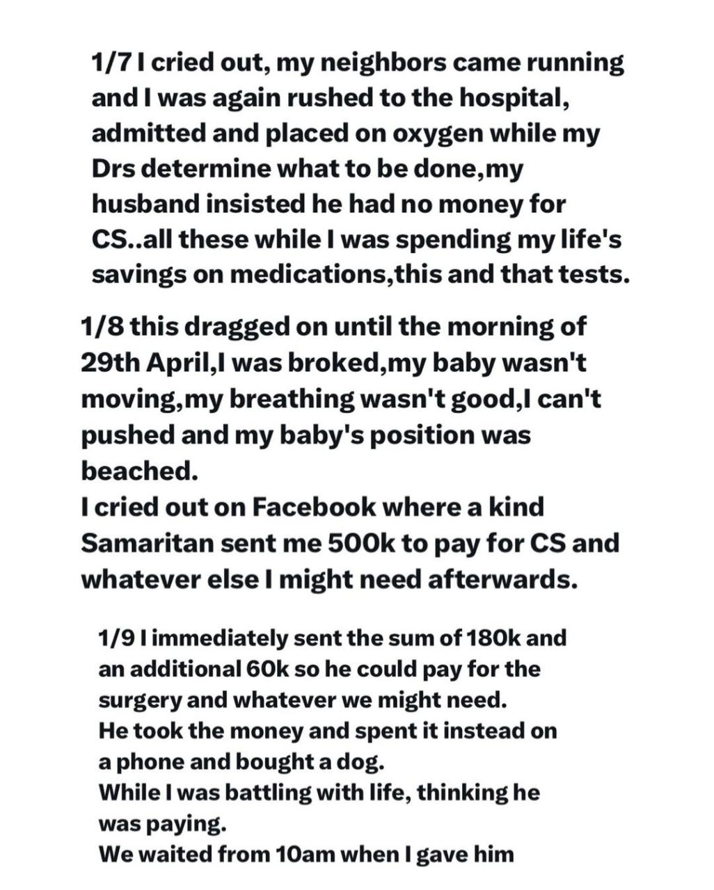 Woman cries for help after husband allegedly abandoned her in a Lagos hospital and 