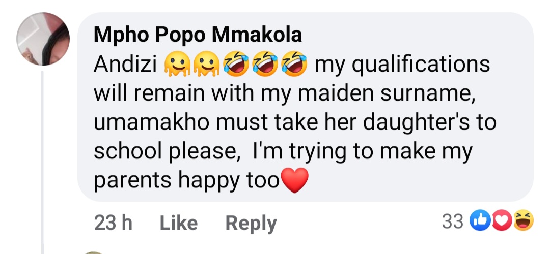 Man hails his highly-educated wife after she decided to change the name on her certificates to his family name