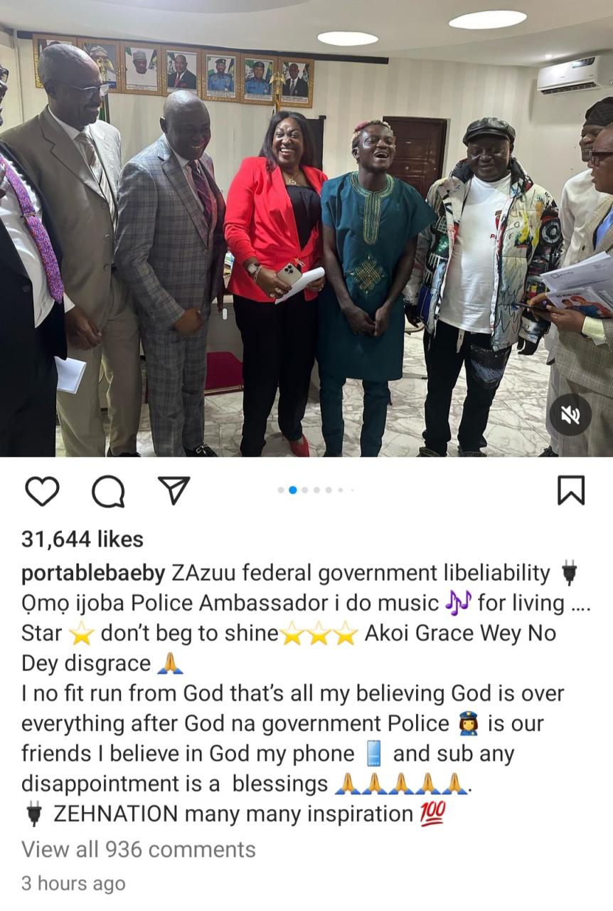 "Police is our friend" Portable says as he reveals he