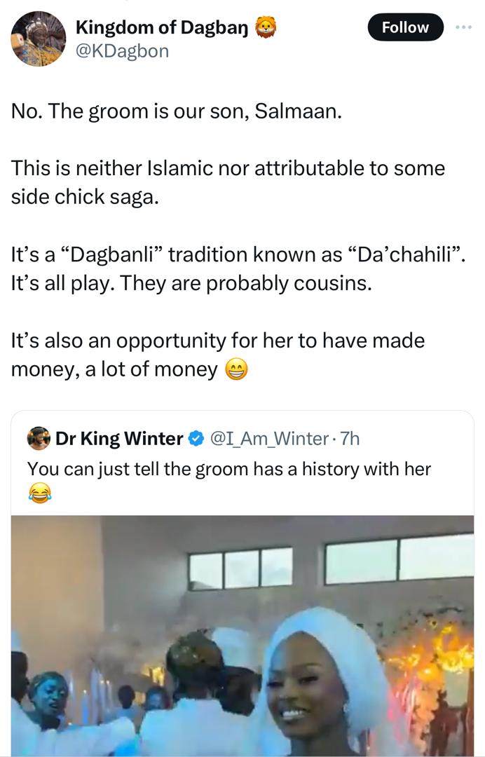 This is Northern Ghanaian tradition - Ghanaians react to trending video of lady interrupting a groom while dancing at his wedding