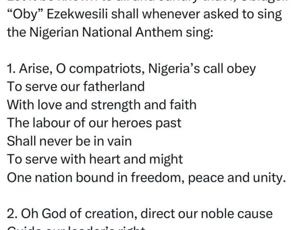 Oby Ezekwesili vows not to revert to the old National Anthem