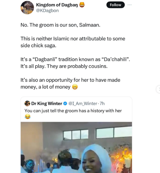 This is Northern Ghanaian tradition - Ghanaians react to trending video of lady interrupting a groom while dancing at his wedding