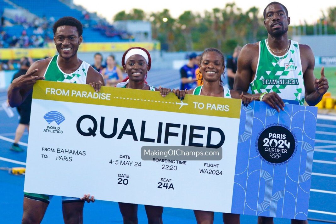 Nigerian men’s 4x400m team run fastest time in 20 years to qualify for the Paris 2024 Olympics