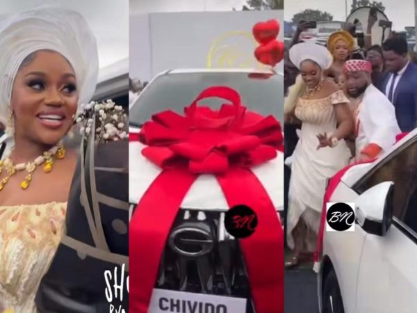 Davido gifts his wife Chioma Adeleke brand new SUV as wedding gift (video)