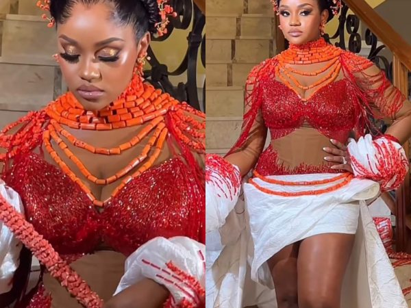 Chioma is a vision to behold as she makes her entrance into her wedding reception venue (photos/video)