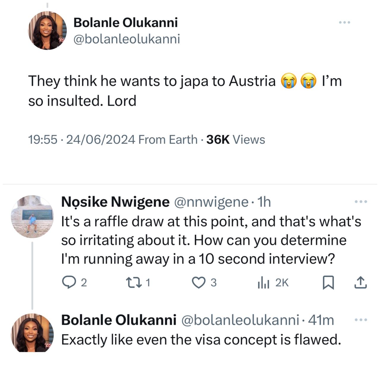 ?The Nigeria passport has really been bastardized?- Media gal, Bolanle Olukanni, writes after her father who is a retired Ambassador had his visa denied by the Austrian embassy