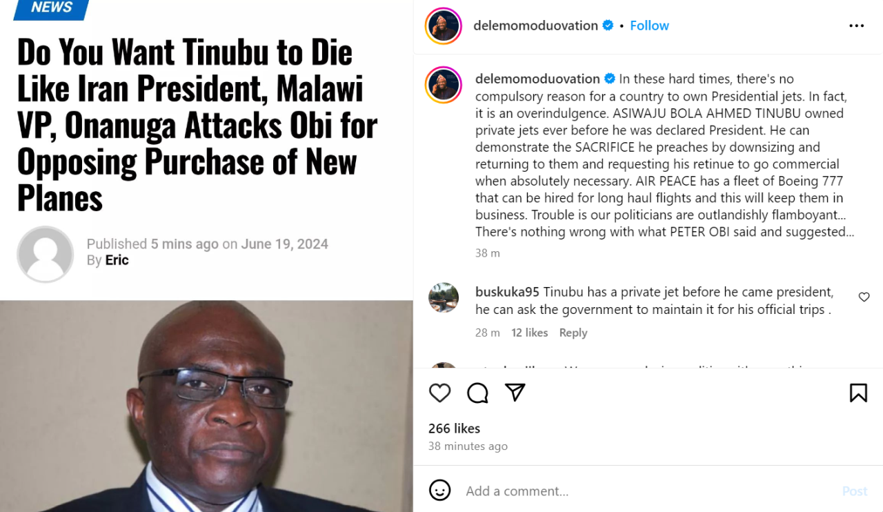 There?s nothing wrong with what Peter Obi said and suggested. In this hard times, there?s no compulsory reason for a country to have presidential jets - Dele Momodu tackles presidential aide, Bayo Onanuga