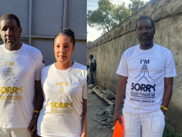 Lawmaker and his wife wear ‘I’m sorry’ t-shirts to beg Kenyans after voting for controversial finance bill that led to violent protest