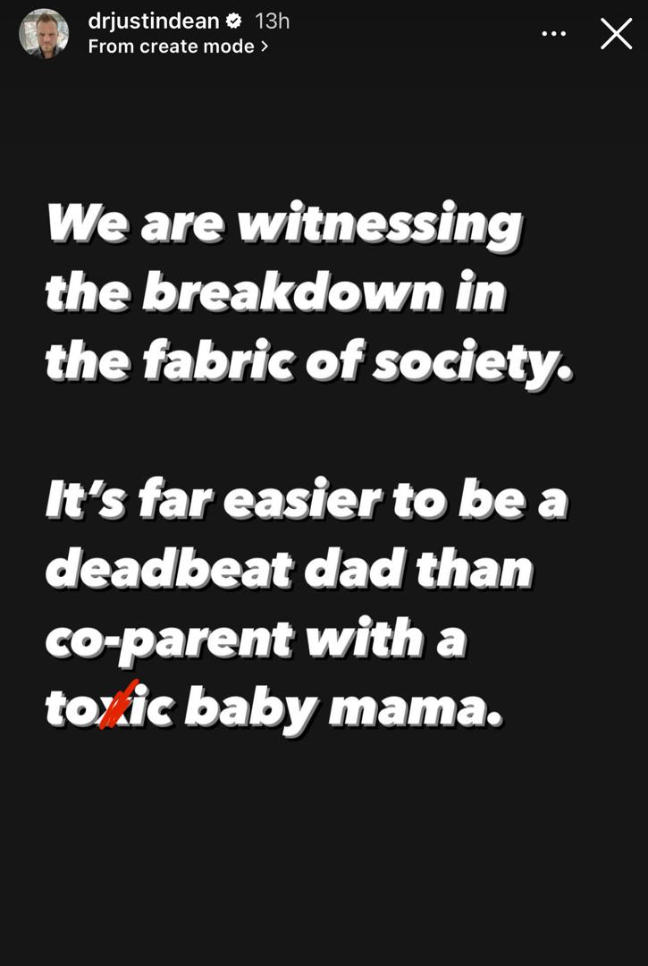 It?s far easier to be a deadbeat dad than co-parent with a toxic babymama - Dancer, Korra Obi?s ex-husband, Justin Dean, writes