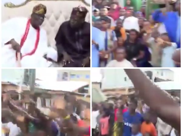 Lagosians troop out to welcome President Tinubu as he pays Sallah visit to Oba of Lagos