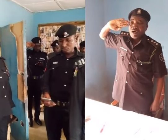 See the video of police officers singing the new national anthem that has got Nigerians talking (video)