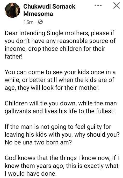 “If you don’t have any source of income, drop those children for their father” – Nigerian lady advises single mothers after woman abandoned her husband and child