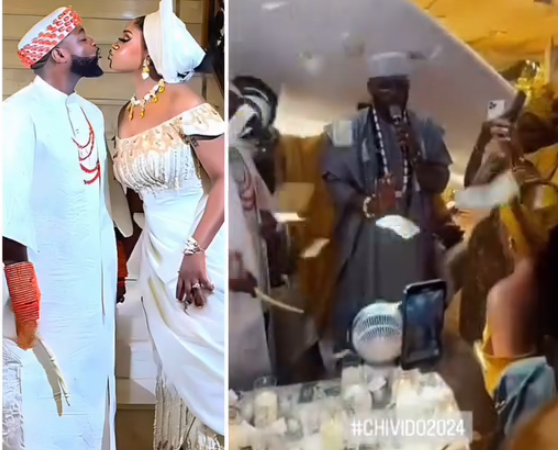 Dollar rains at Chioma and Davido’s wedding (video)