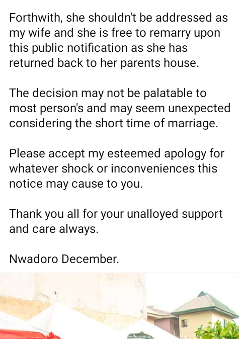 It has become toxic and life threatening - Nigerian man publicly announces end of his marriage