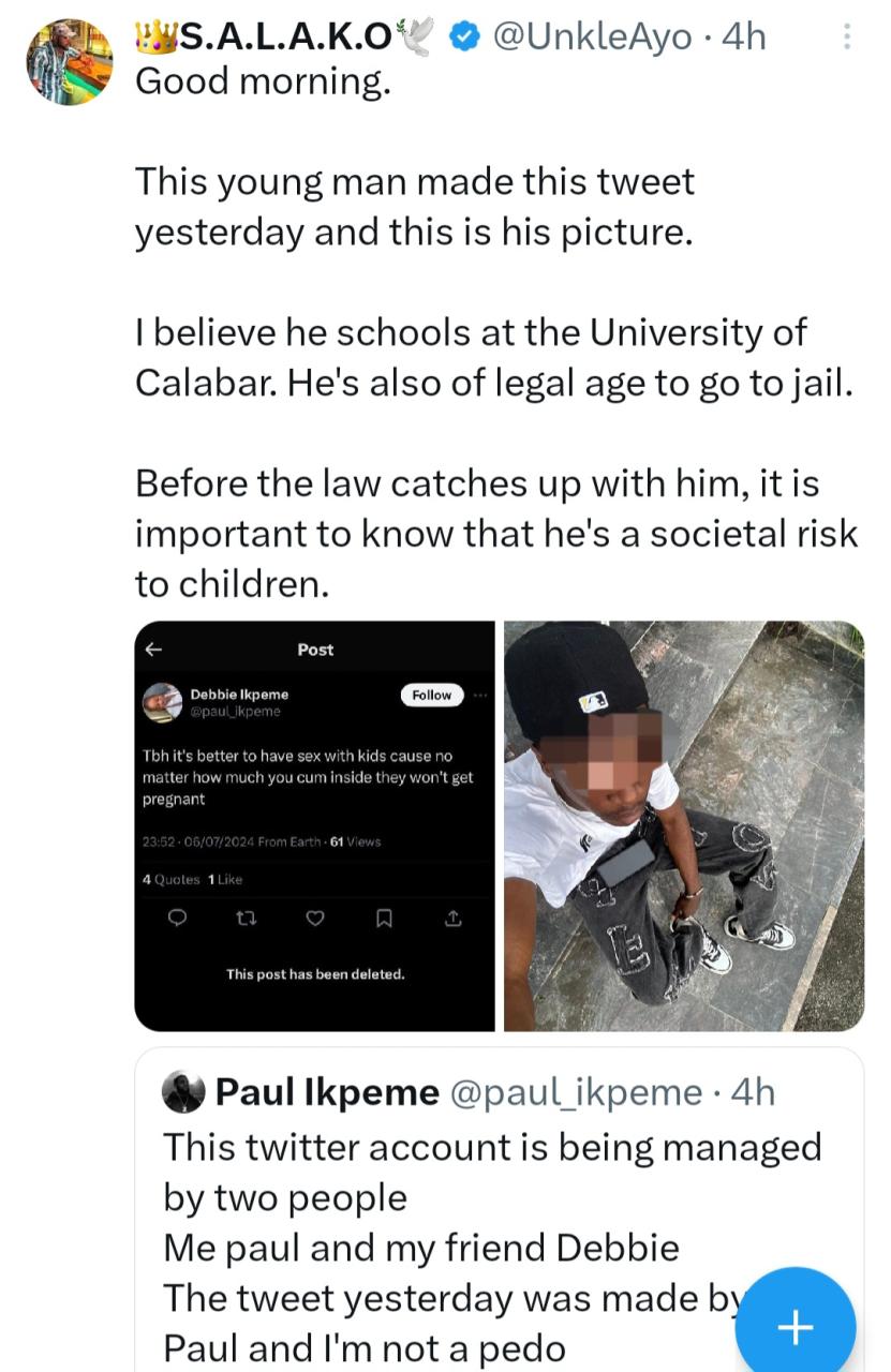 Outrage as male student gives reasons why it