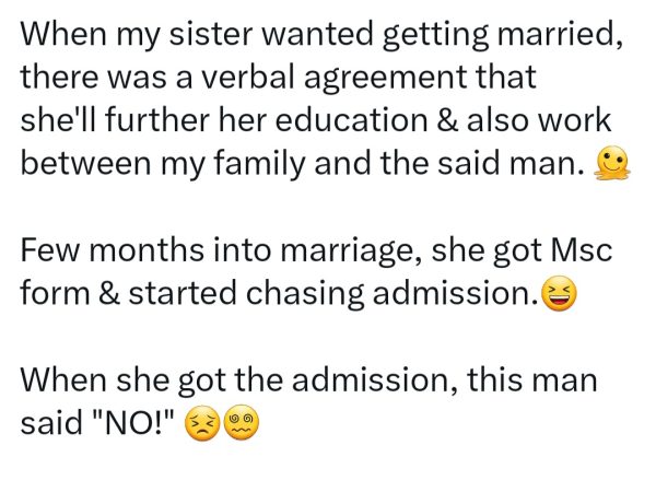 Mother encourages her daughter’s marriage to “scatter” after the husband went back on the promise he made about her career progress