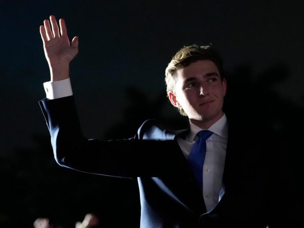 Donald Trump’s youngest son Barron gets a standing ovation from 45,000 people at his rally (video)