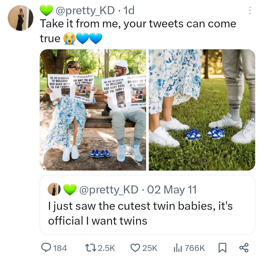 "Your tweets can come true" Mum-to-be writes as she